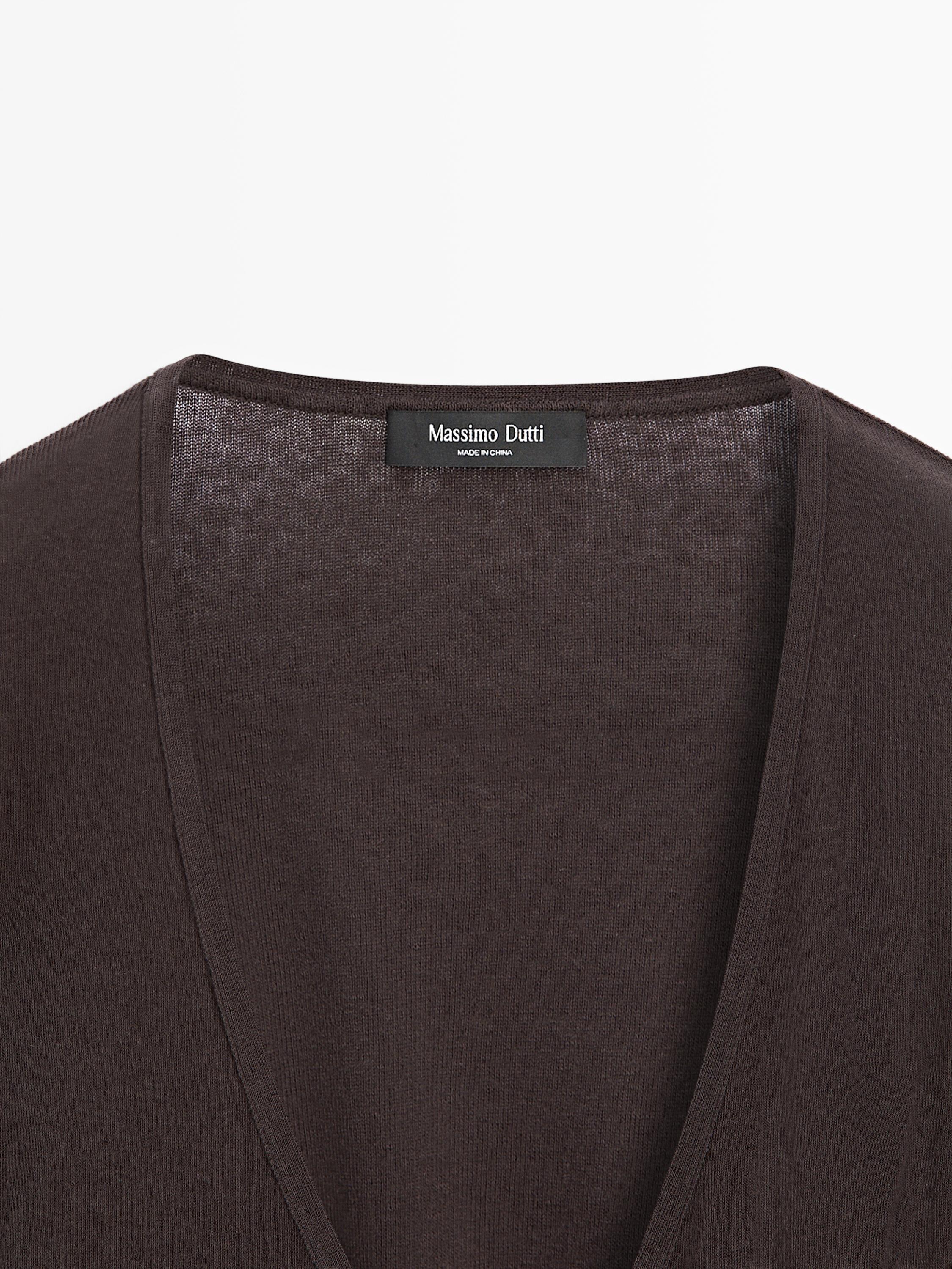 Cotton blend crossover knit cardigan